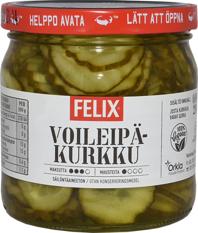 Felix Voileipäkurkku, ohut viipalekurkku mausteliemessä 210 g